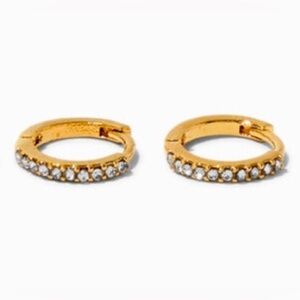 C LUXE 18k Yellow Gold Plated Cubic Zirconia Flower Studs & Hoop Earrings